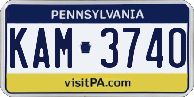 PA license plate KAM3740