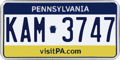 PA license plate KAM3747