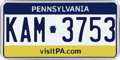 PA license plate KAM3753