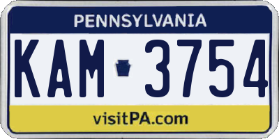 PA license plate KAM3754