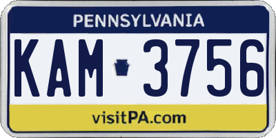 PA license plate KAM3756