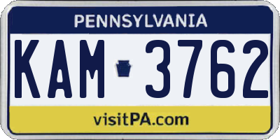 PA license plate KAM3762