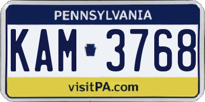 PA license plate KAM3768