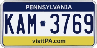 PA license plate KAM3769