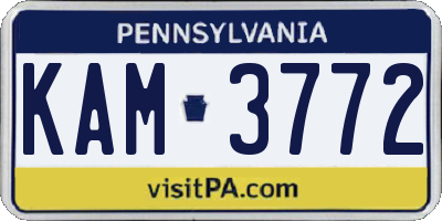 PA license plate KAM3772