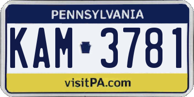 PA license plate KAM3781