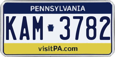 PA license plate KAM3782