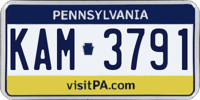PA license plate KAM3791