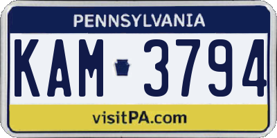 PA license plate KAM3794