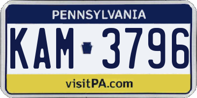 PA license plate KAM3796
