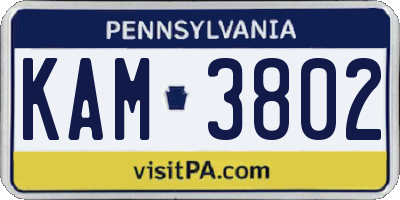 PA license plate KAM3802