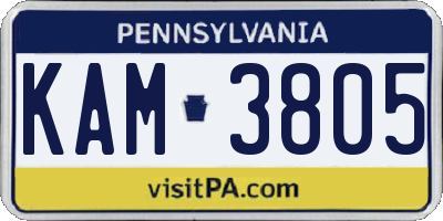 PA license plate KAM3805