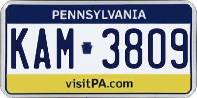 PA license plate KAM3809