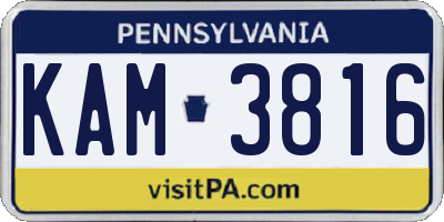PA license plate KAM3816