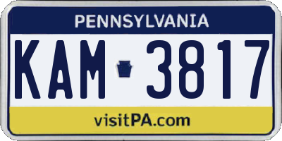 PA license plate KAM3817