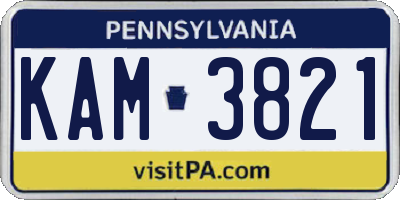 PA license plate KAM3821