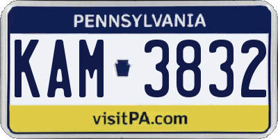 PA license plate KAM3832