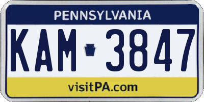 PA license plate KAM3847