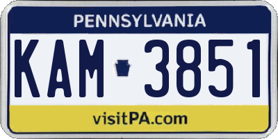 PA license plate KAM3851