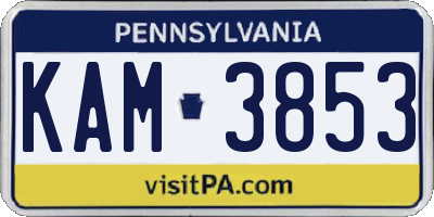 PA license plate KAM3853