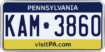 PA license plate KAM3860