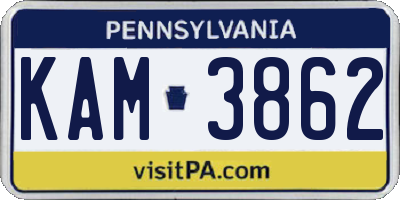 PA license plate KAM3862