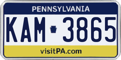 PA license plate KAM3865