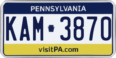 PA license plate KAM3870