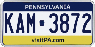 PA license plate KAM3872