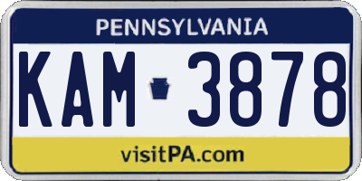 PA license plate KAM3878