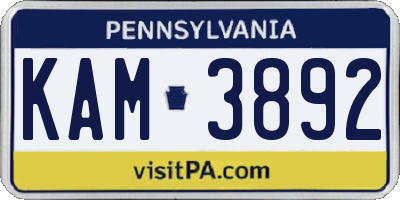 PA license plate KAM3892
