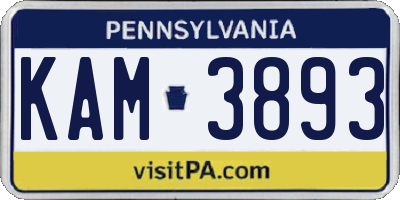 PA license plate KAM3893