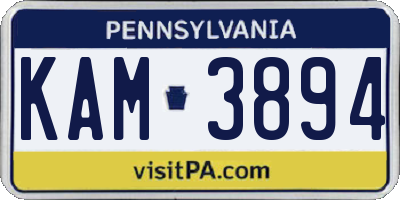 PA license plate KAM3894