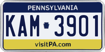 PA license plate KAM3901