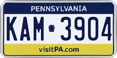 PA license plate KAM3904