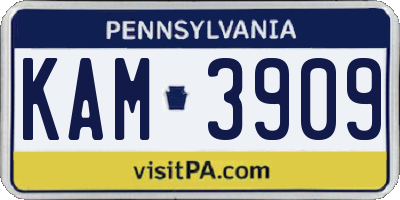 PA license plate KAM3909