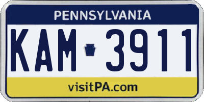 PA license plate KAM3911