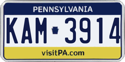 PA license plate KAM3914