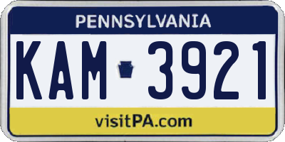 PA license plate KAM3921
