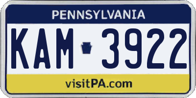 PA license plate KAM3922