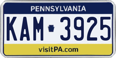 PA license plate KAM3925