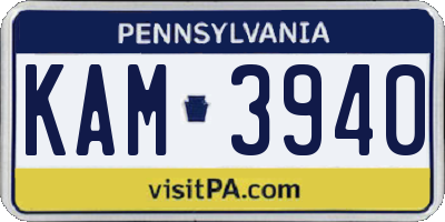 PA license plate KAM3940