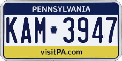 PA license plate KAM3947