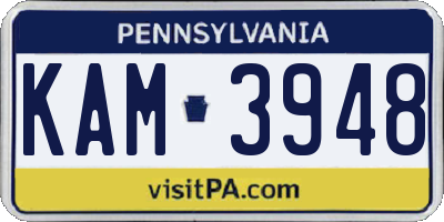 PA license plate KAM3948