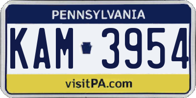 PA license plate KAM3954