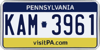 PA license plate KAM3961