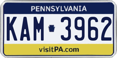 PA license plate KAM3962