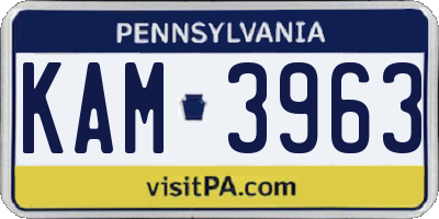 PA license plate KAM3963