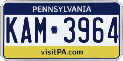 PA license plate KAM3964