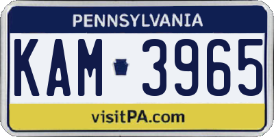 PA license plate KAM3965